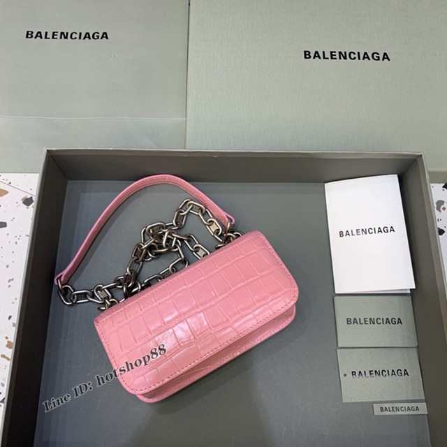 Balenciaga專櫃爆款小號鱷魚粉肩背包 巴黎世家新款Gossip bag斜挎包 fyj1298